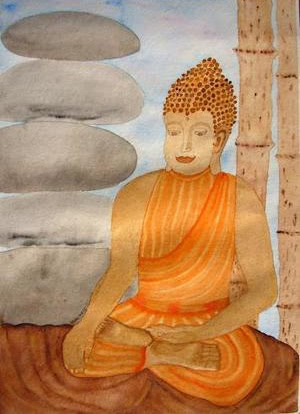 Aquarellmalerei - Gautama Buddha im Moment der Erleuchtung