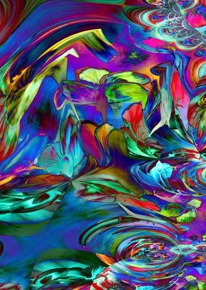Digital-Art abstrakt: Gewässer der Blüten