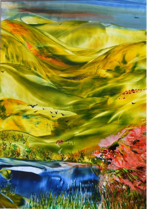 Encaustic Bild - Weites Land